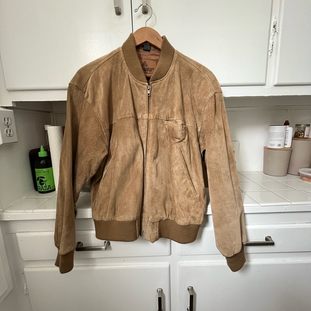 📕SOLD📕 VINTAGE LIZ CLAIBORNE LIZWEAR BROWN SUEDE BOMBER JACKET SIZE S/M